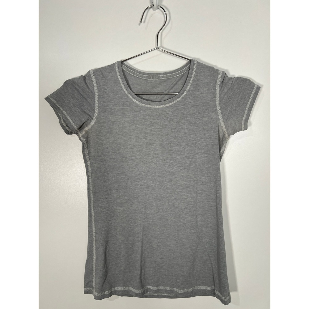 Lululemon Grey Heathered Short Sleeve Tee Contrast Stitch Activewear Top S/M